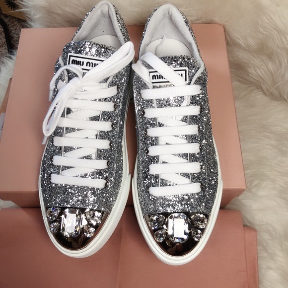 ❤️SOLD❤️new MIU MIU glitter crystal sneaker 40 - Picture 2 of 8
